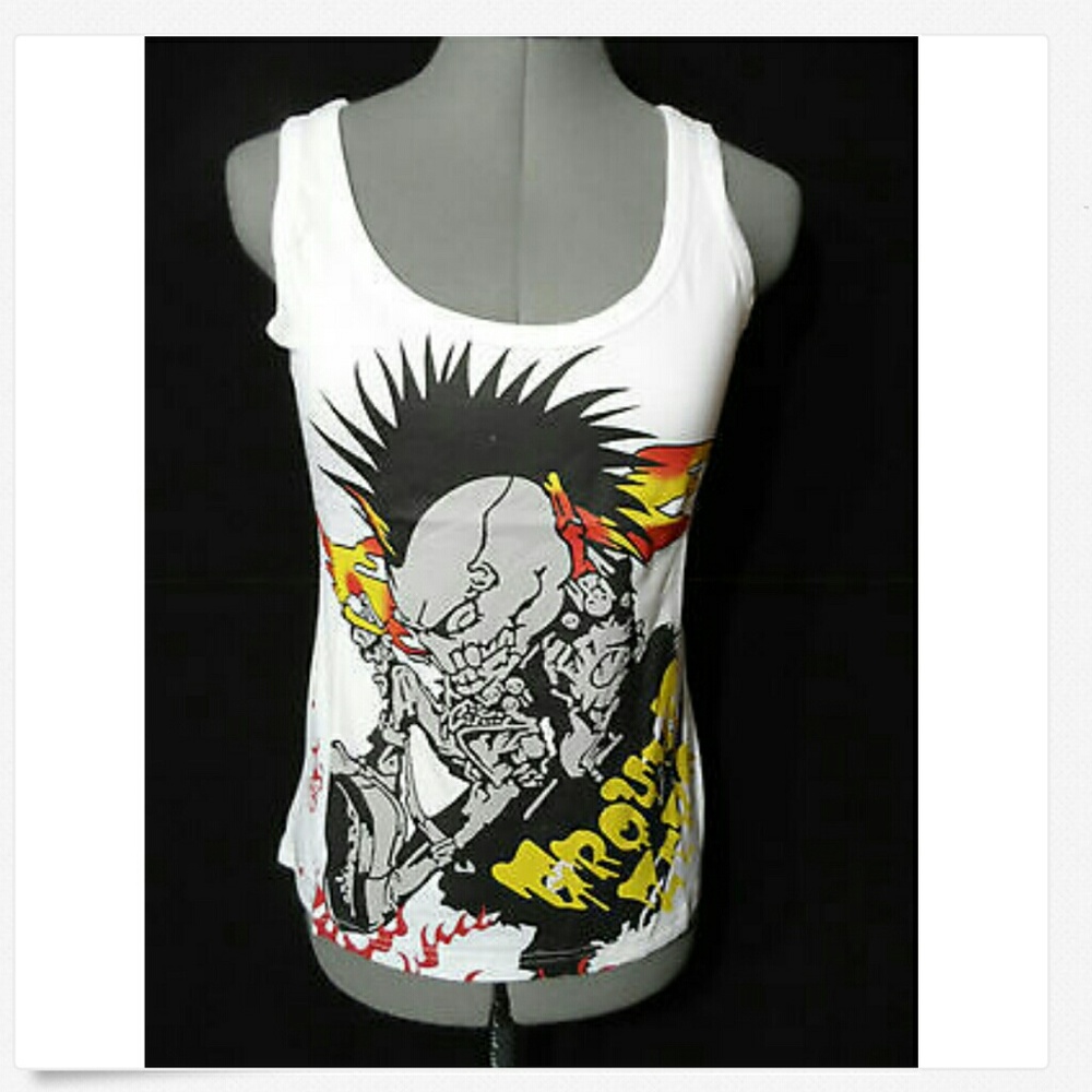 Nwt WK INTERNATIONAL Biker Tank top Black White Punk Biker T-shirt Summer wear